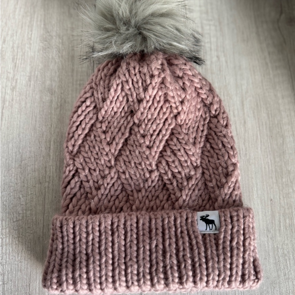 Pink Knit Pom-Pom Beanie
